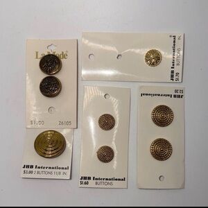 Lot of 8 Vintage Gold Tone JHB International and La Mode Buttons